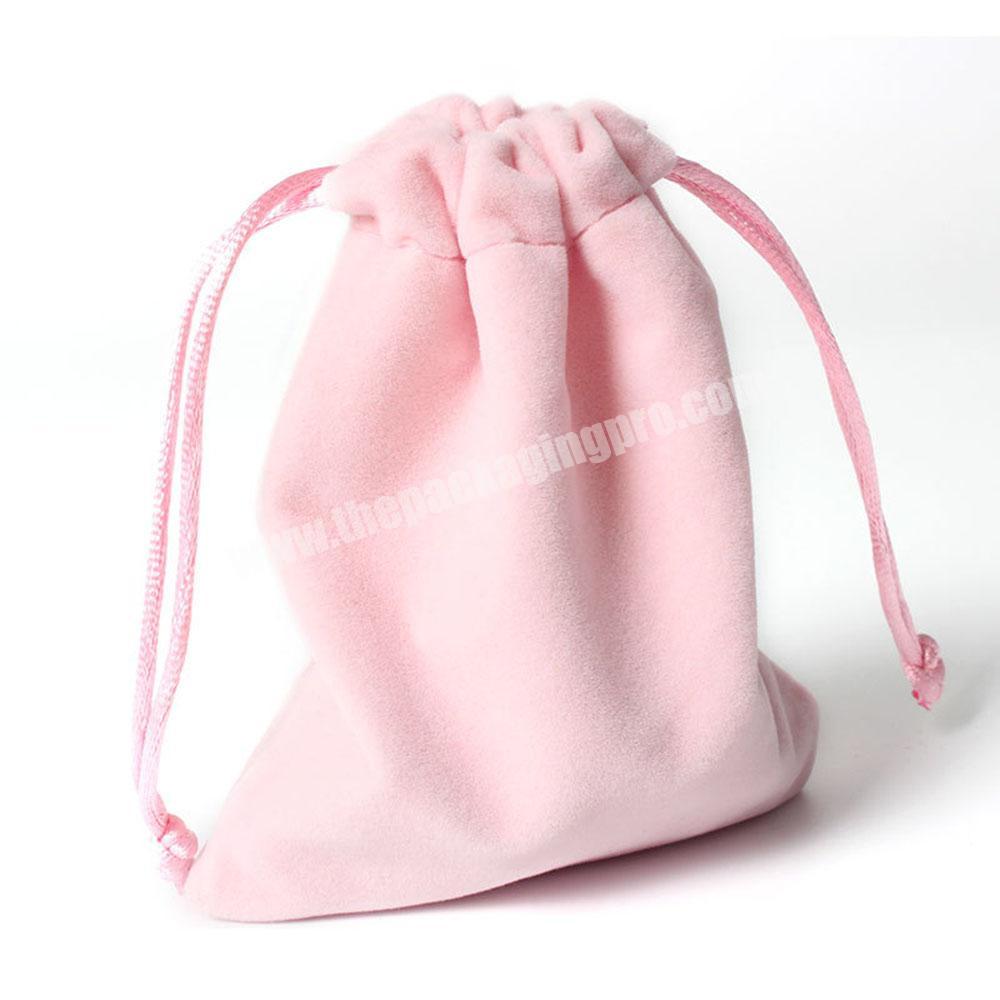 Custom Small Pink Suede Velvet Jewelry Retail Pouch Bags With Drawstring