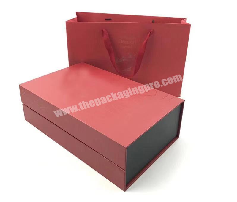 Custom Special material paper folding packaging magnetic closure gift box for wine