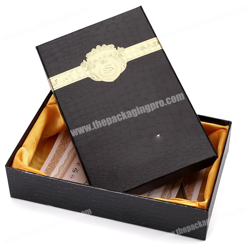 Custom Special Paper Matte Two Pieces Rigid Cardboard Satin Lining  Glass Gift Box