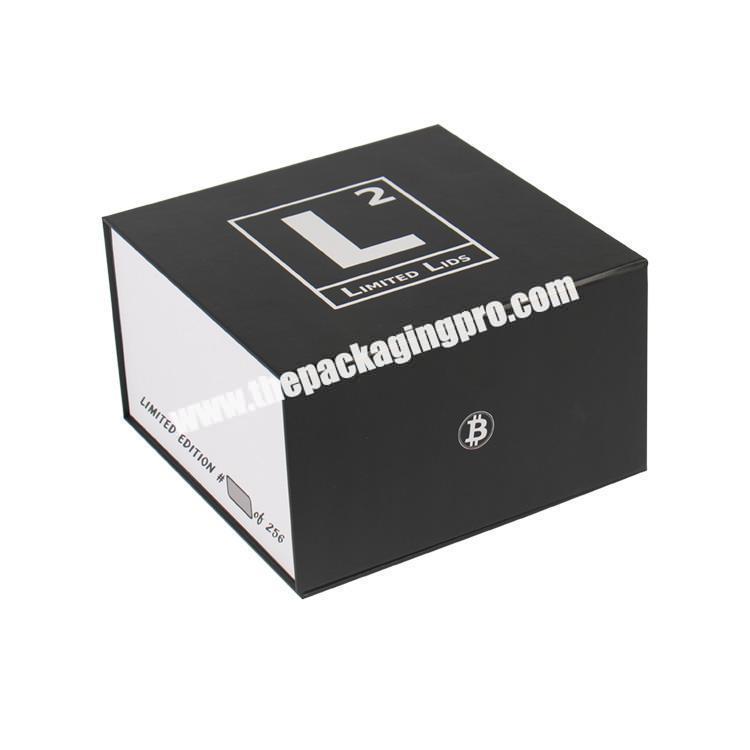 custom square folding black printing box packaging hat