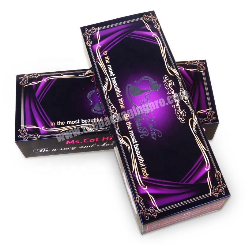 Custom square luxury purple hair bundles extension packaging box