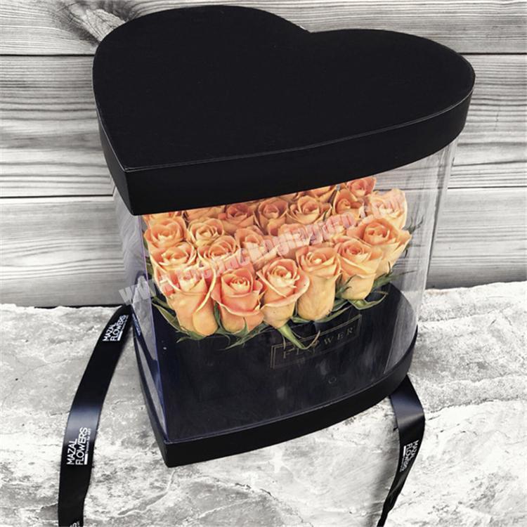 Custom square shaped clear wedding gifts box acrylic flower luxury box