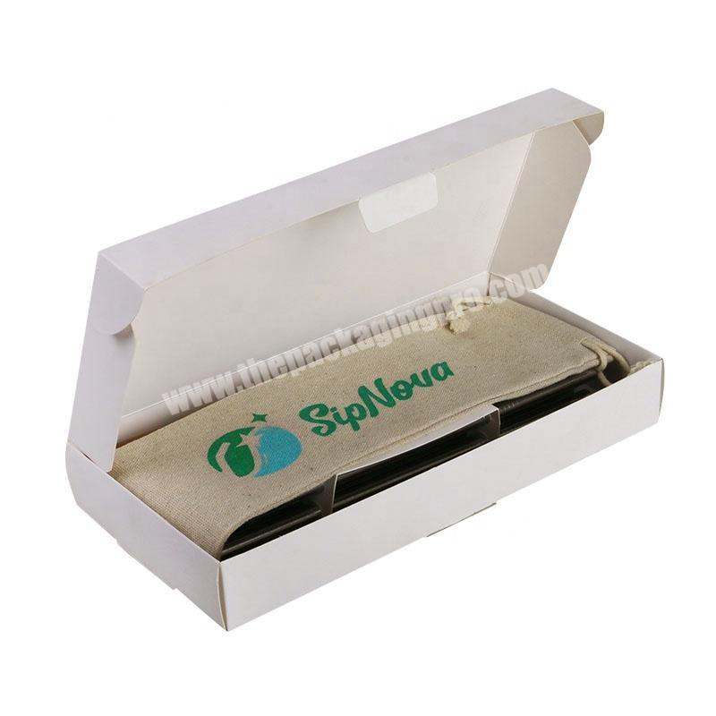 Custom stainless steel straw art paper folding packaging box for straws