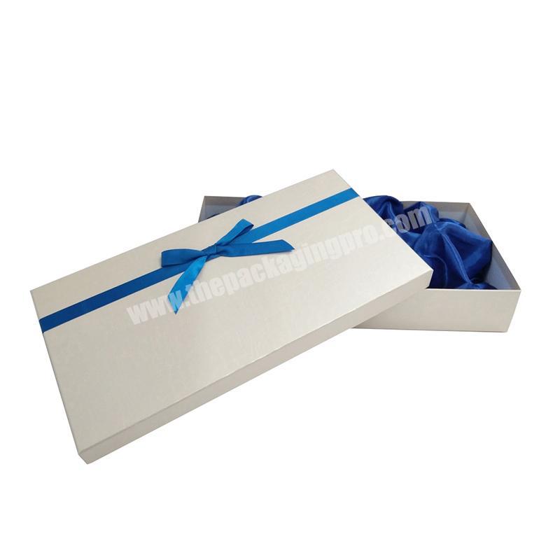 Custom Texture Paper Cardboard Gift Box for Clothing Dress Garment Packaging Box with bow tie