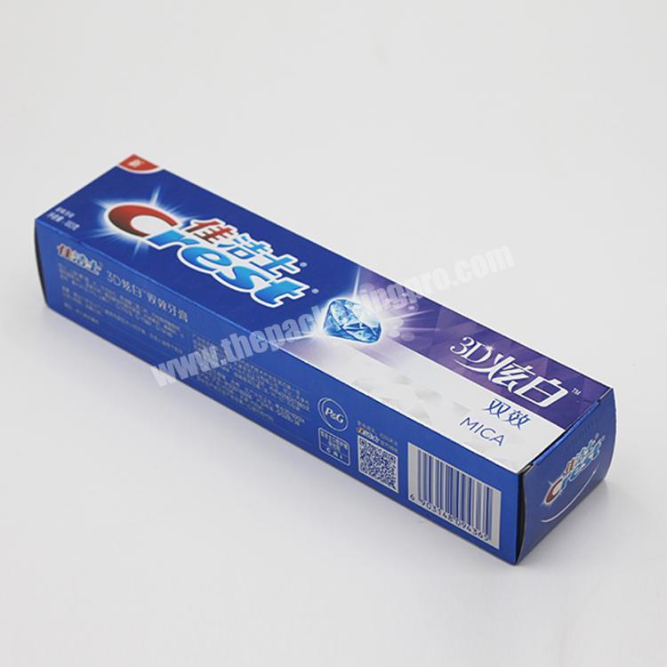 Custom the different size cheap factory made colorful printed logo toothpaste paper box
