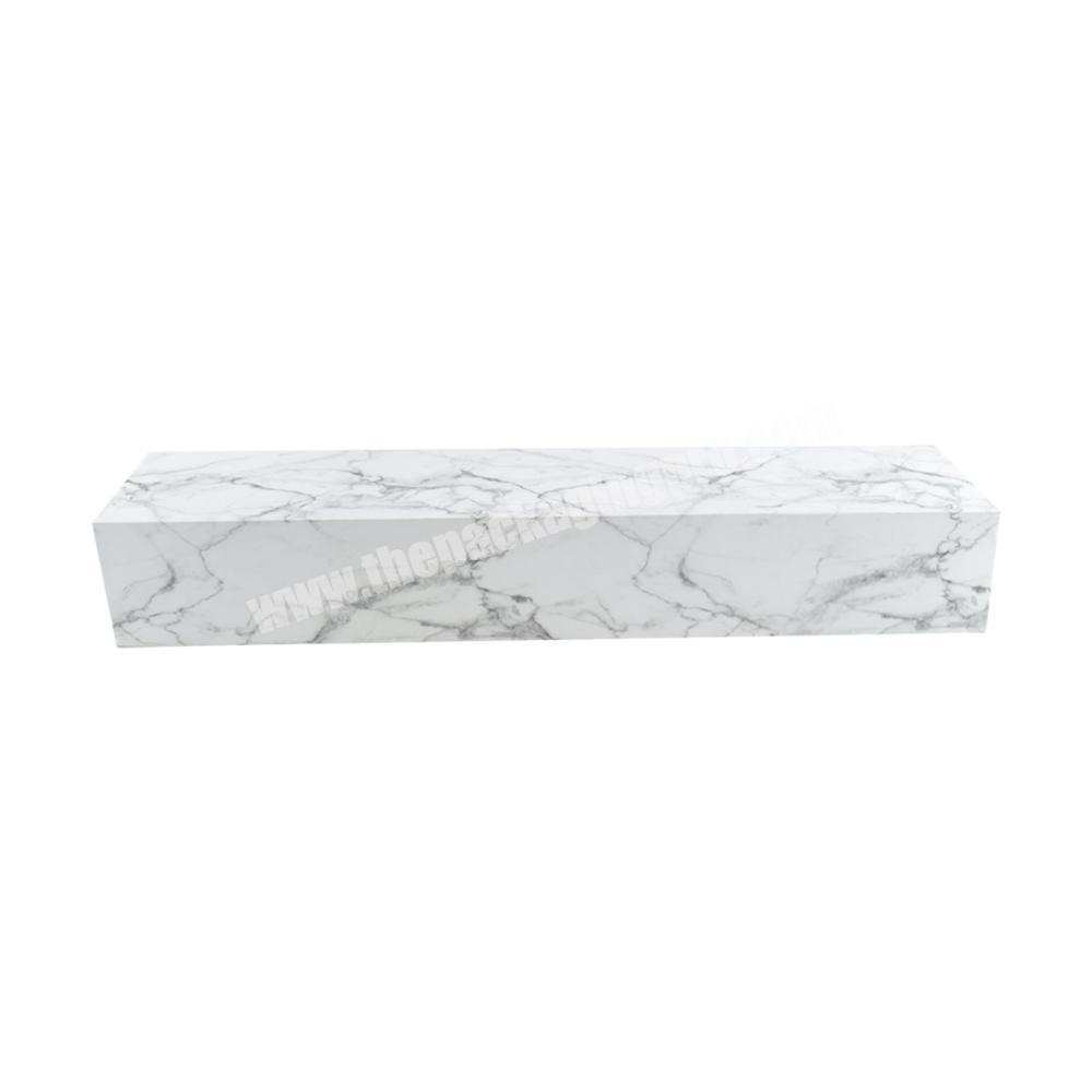 Custom Two Pieces White Cardboard Paper Gift Boxes Lid And Base Packaging Box With Marbling For Makeup Packaging