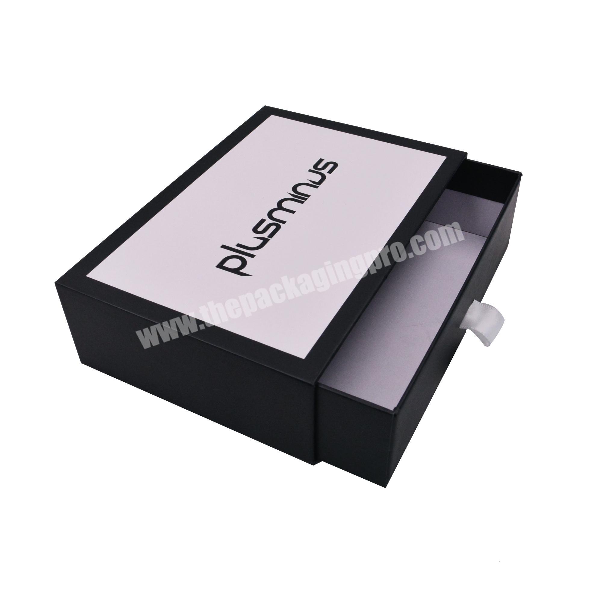 Custom Underwear Black Drawer Boxes Gift Paper Packaging Box For Clothes Shoes