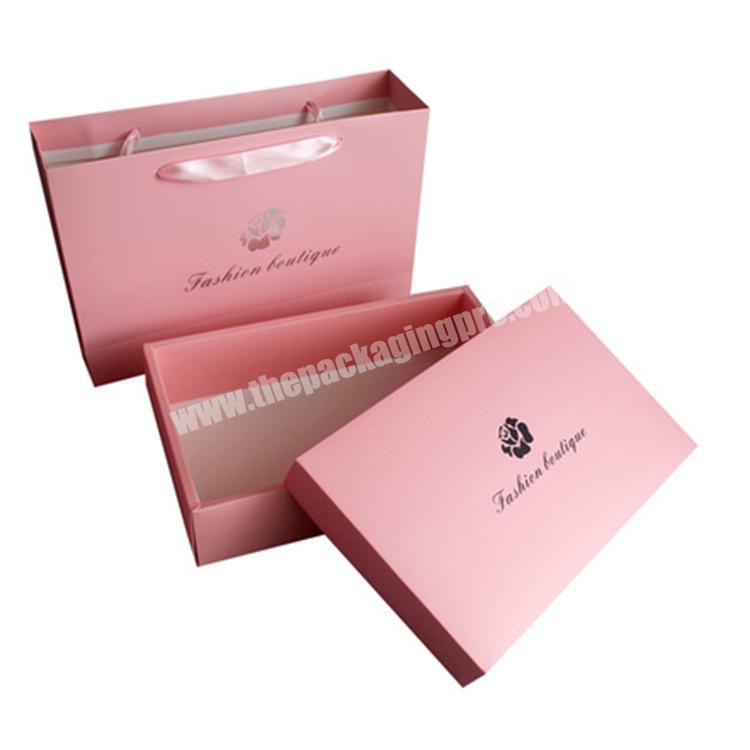 Custom Underwear Pink Cardboard Gift Box with Matching Bag Foldable Luxury Box