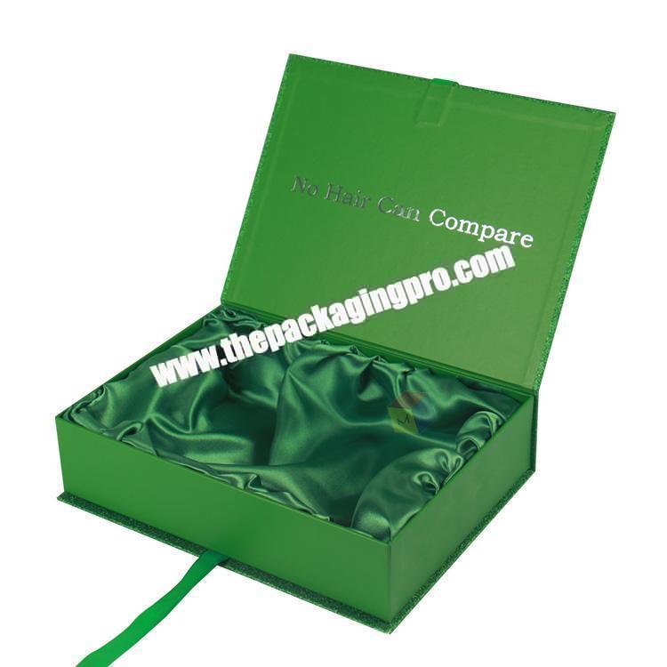 custom various colors glitter book shape box packaging for hair bundles
