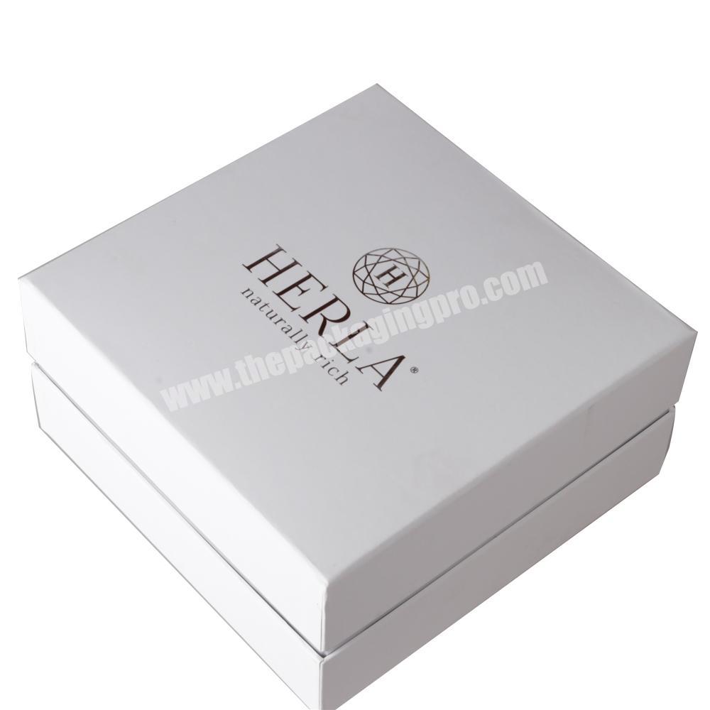 Custom white hot stamping luxury paper inner tray gift box with lid