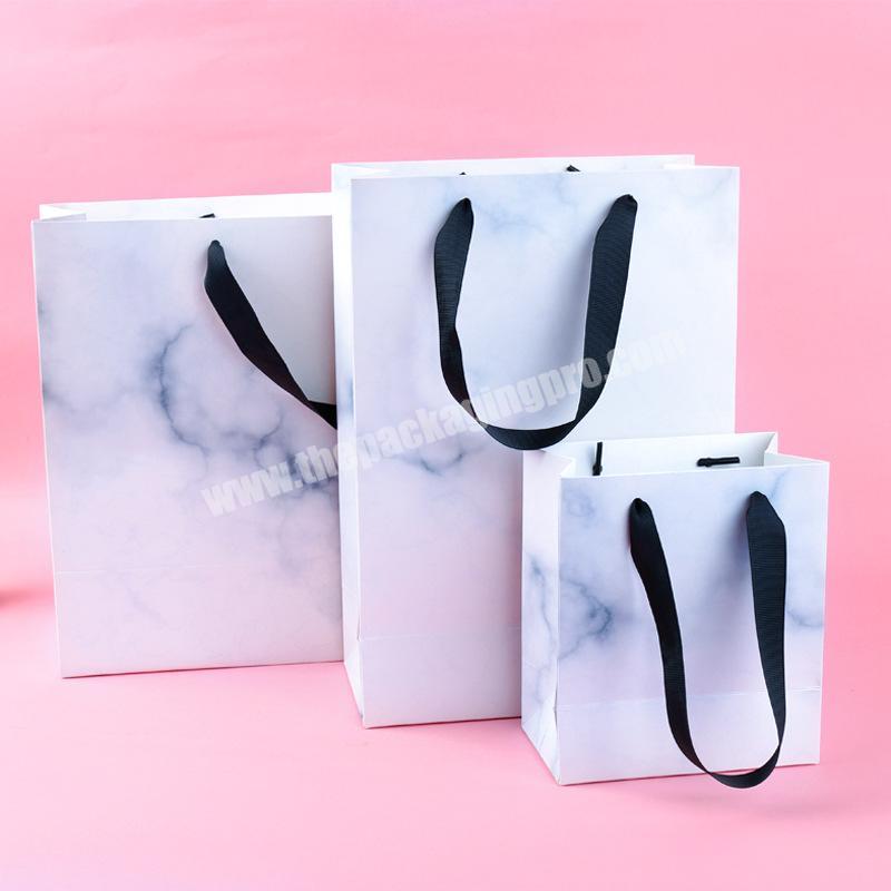 Custom white marbling paper shopping bag for clothing