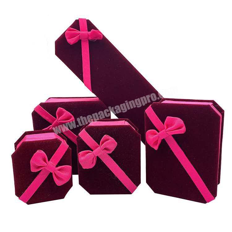 Custom Wholesale Velvet Fabric Jewellery Packaging Necklace Bangle Bracelet Ring Set Jewelry Box