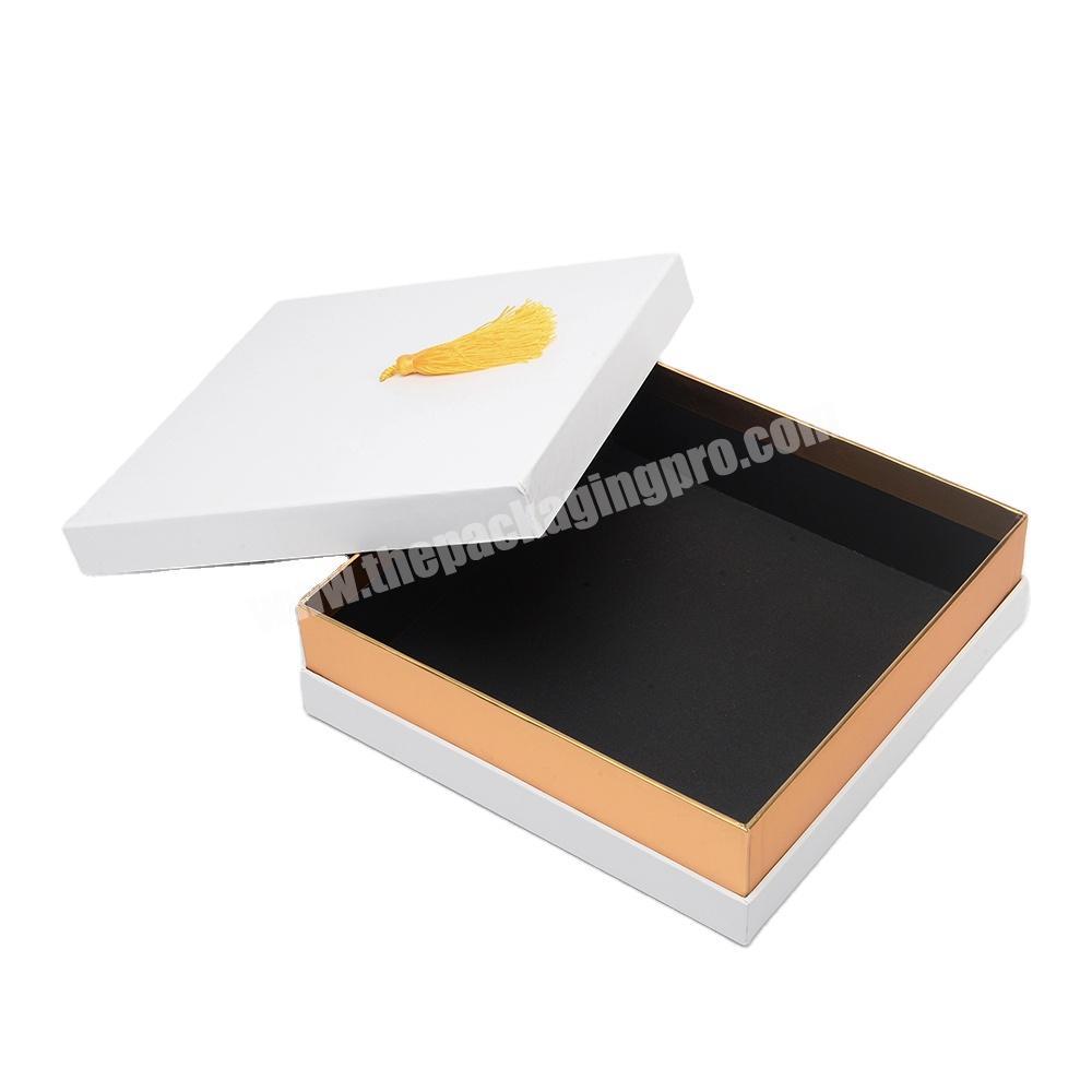 Custom Wholesale White Lid and Base Rigid Cardboard Gift Paper Packaging Box