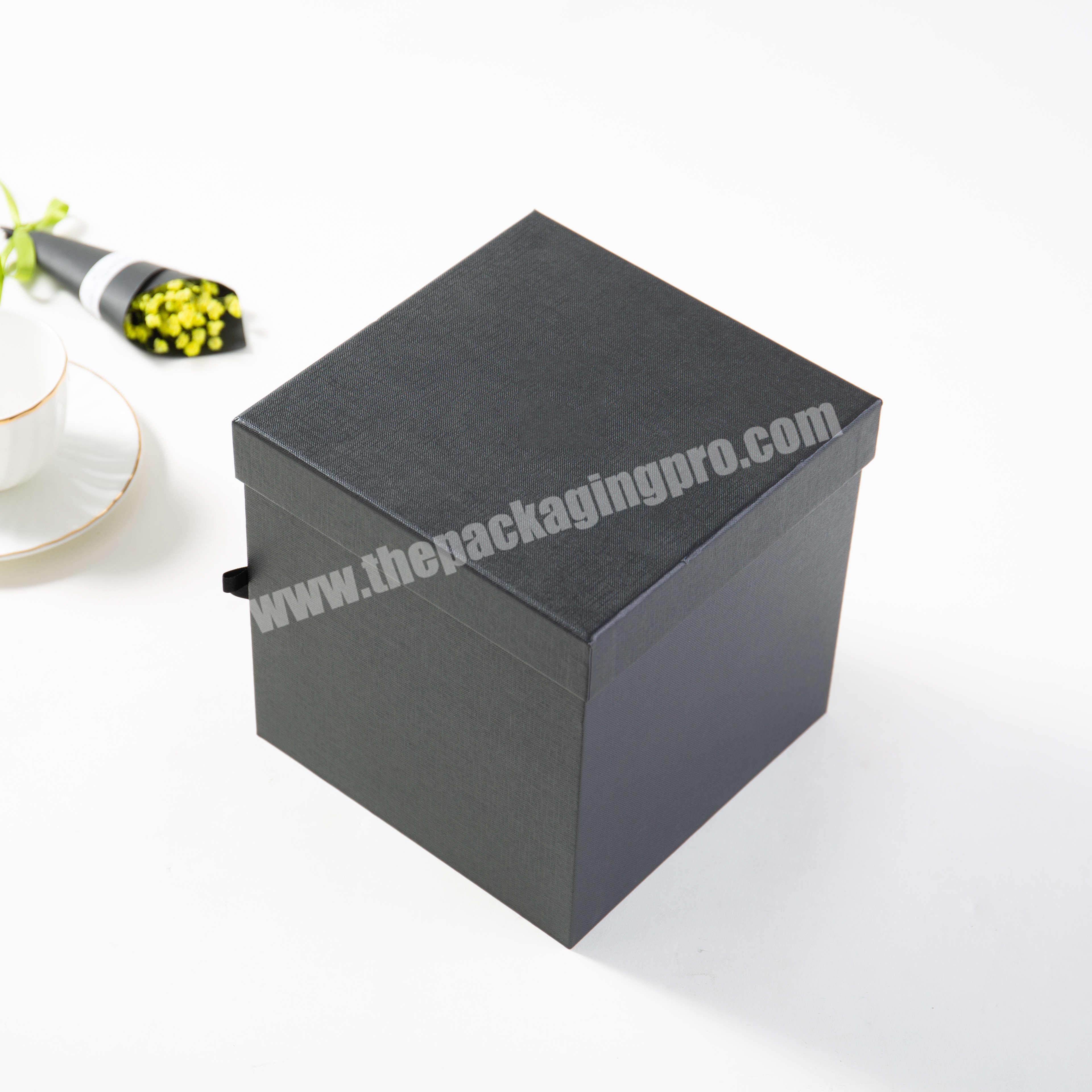 custom whose sales custom high quality double layer special black paper packaging box with EVA for cosmetic set