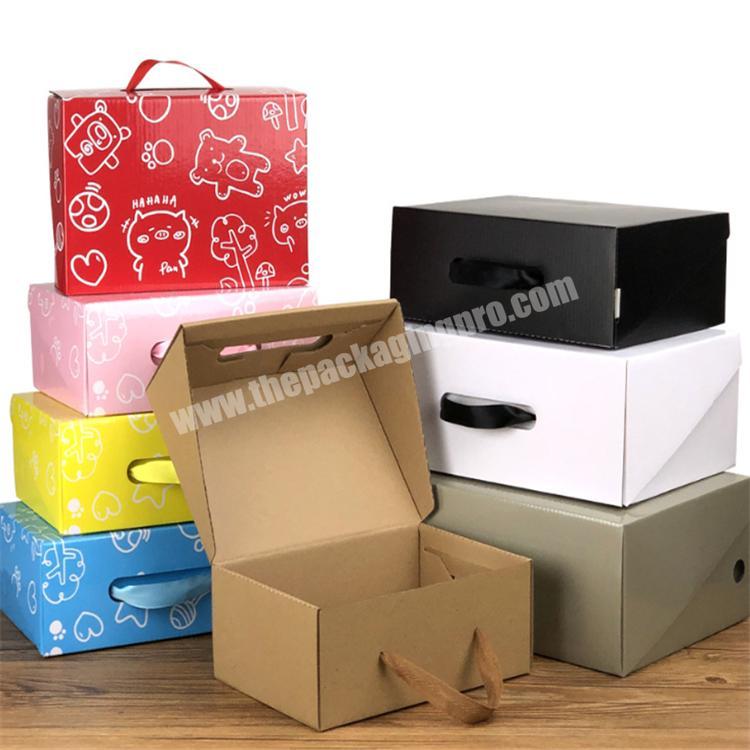 custom with logo packaging box shoe box storage stackable kids shoe box