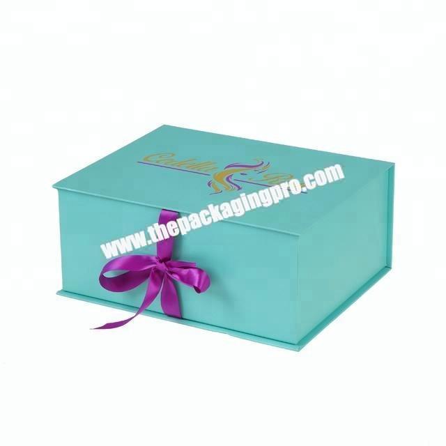 custom with ribbon display box packaging for hair extension
