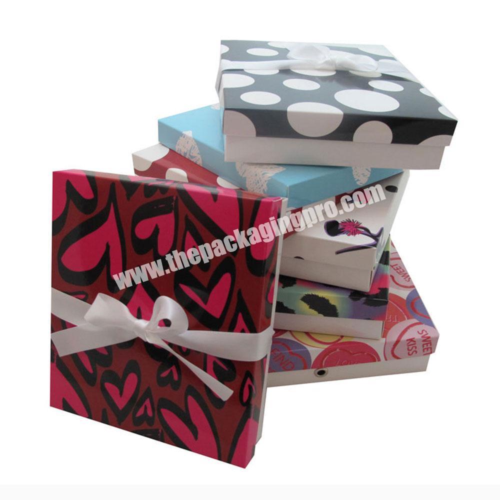 Custom Women Pack Bra underwear Paper Fancy Printed Gift Box For Lingerie with lid with ribbon