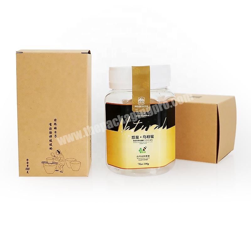 Custom yellow brown kraft cardboard paper honey bottle box packaging box