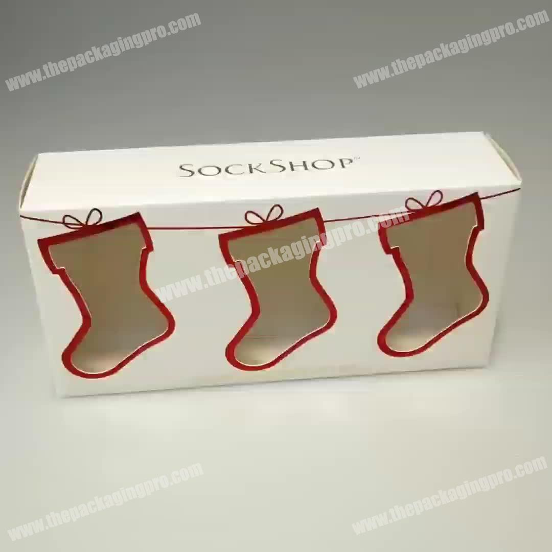 Custom Your LOGO Socks Boxes Folding Paper Packaging Socks Boxes with PVC Window
