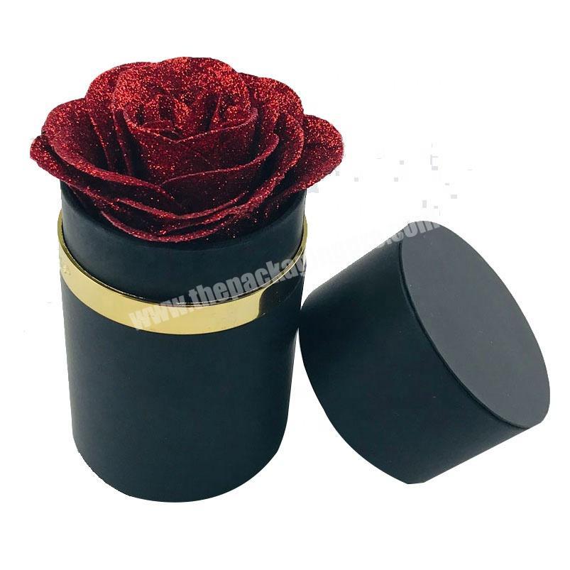 Custom your style black velvet paper rose box round only one rose box