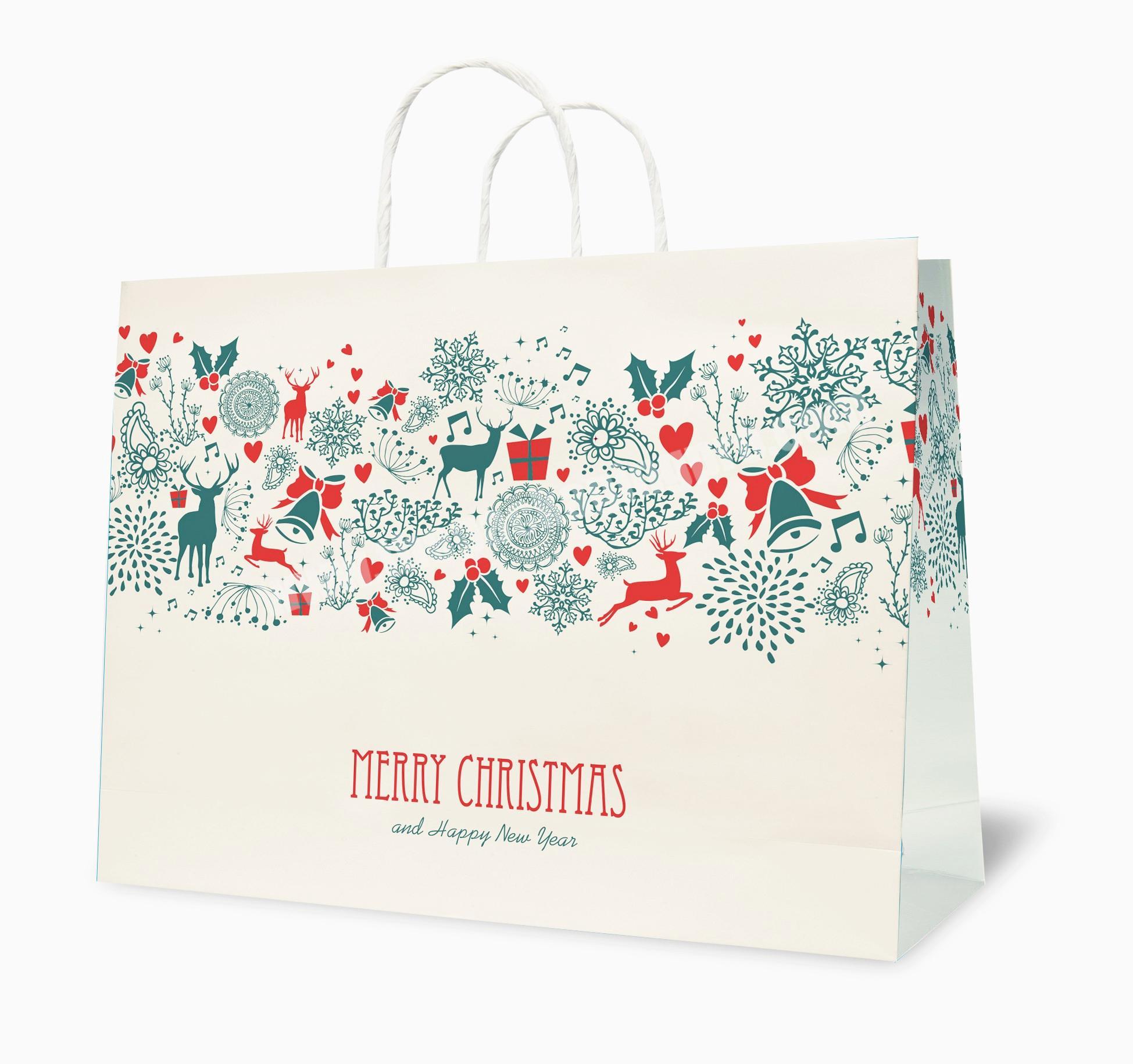 Customised Christmas Paper Bag Gift Bags flower printing carrier shopping bags