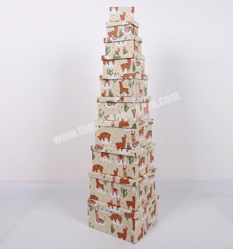 Customised Decorative Rectangle Cardboard Gift Boxes Set Of 10PCS