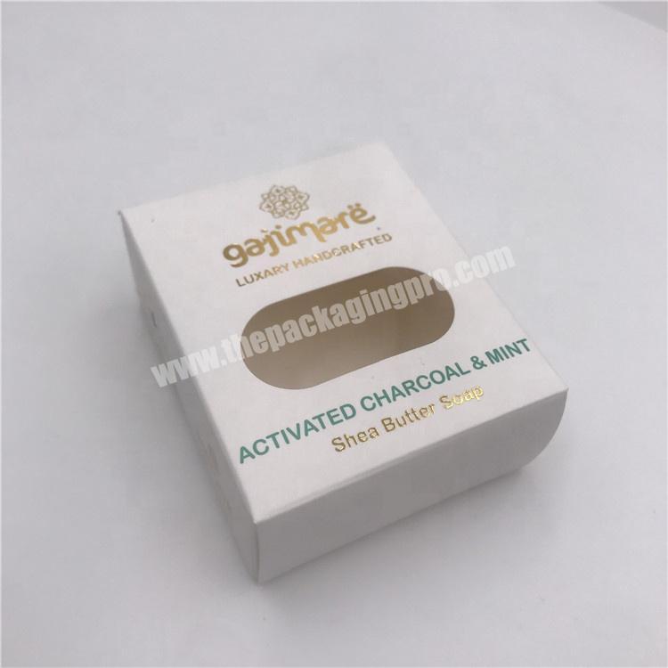 Customised folding printing paper soap packaging box with window