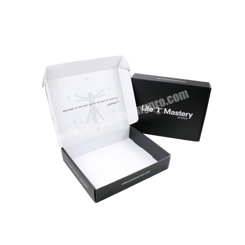 Customised Logo Printed Black White Color Cardboard Foldable Corrugated Shipping Box Tuck End Mailing Delivery Paper Mailer Box