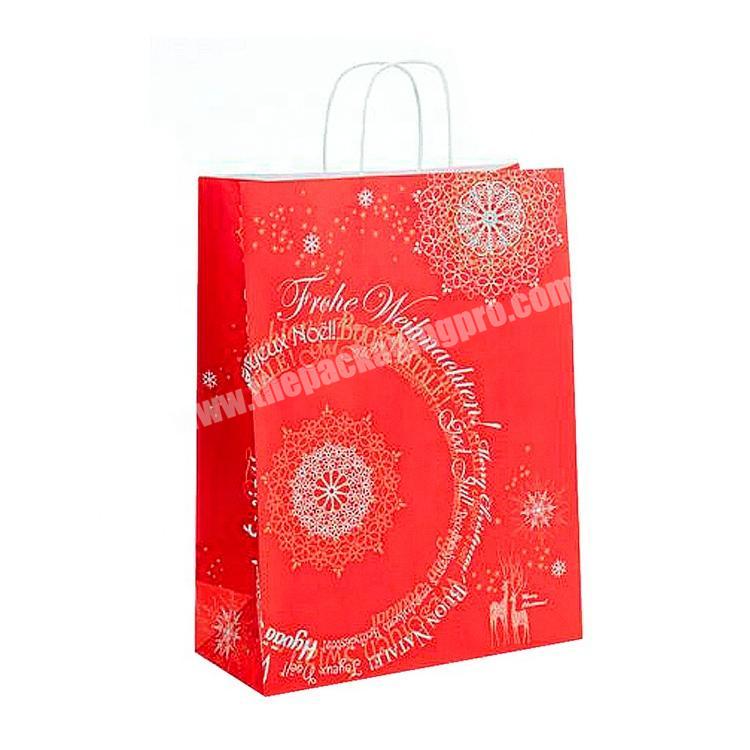 Customised Shopping Packaging Handle Brown Kraft Paper Bag For Clothing