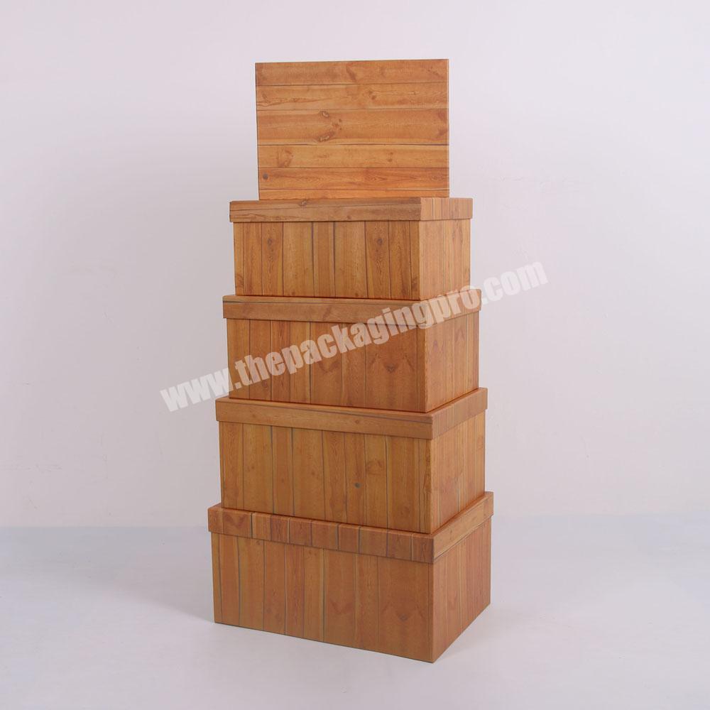 Customised Wood Grain Paper Printed Cardboard Boxes With Lid For Packaging