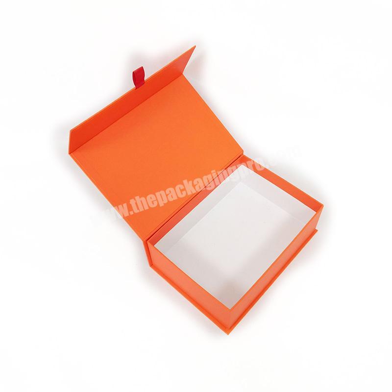 Customizable folding orange rectangle gift box packaging
