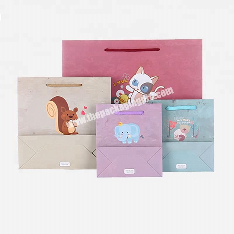 Customizable printed small recycled cute cartoon mini kraft paper gift bag, bag gift paper