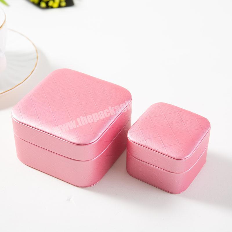 customize Earring PU Leather small Jewel Case antique pink  leatherette ring box small box ring case