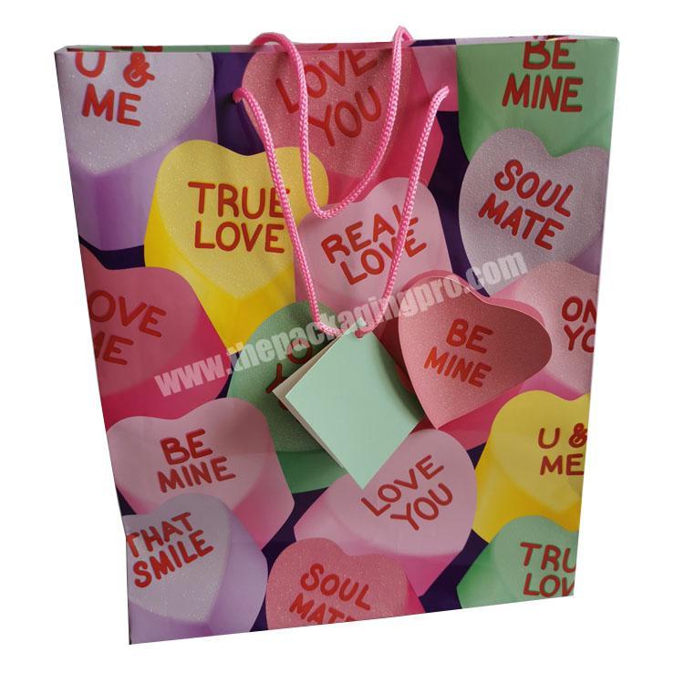 customize Logo birthday gift paper bag with rope handle Valentine's gift paper bag