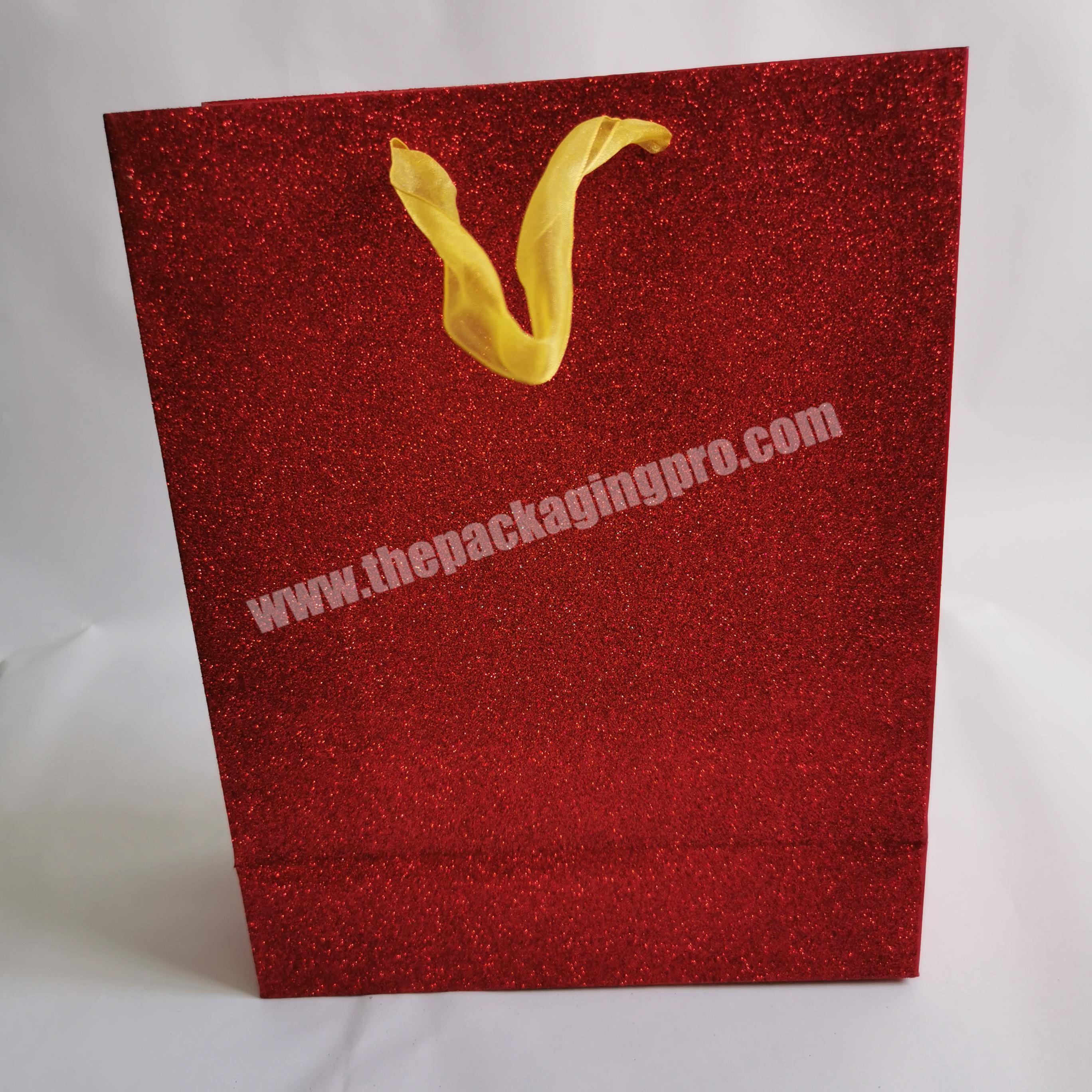 customize Logo Rose gold luxury shopping paper bag with handle gift paper bag
