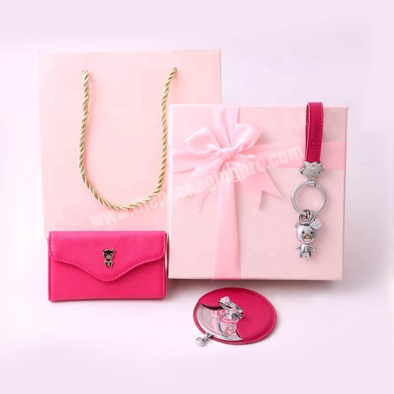 Customize Pink Color Two Pieces lid and base Valentine's Day Empty Custom Lady Handbag Purse Gift Boxes Packaging