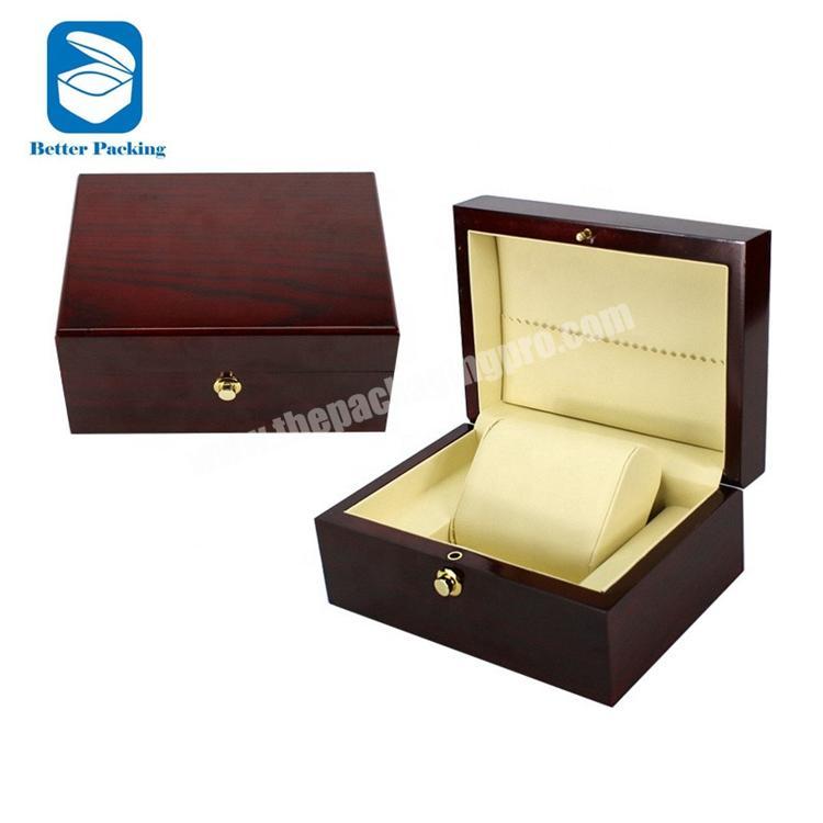 Customize promotional natural Box Paper wooden Inner Leather watch box