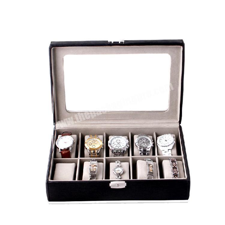 Customized 3 Slots Leather Watch Boxes With Window.