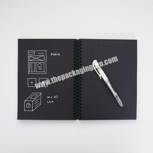 Customized A4 A5 Paper Hardcover Journal Notebook With Black Dotted Blank Grid Papers PU Leather Bound Plain Soft Cover Notepad