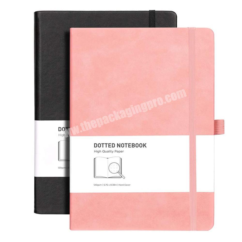 Customized A5 120gsm Paper Classic PU Leather Writing Dotted Grid Daily Diary Journal Notebook