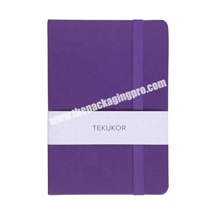 Customized Academic A5 Printed Logo PU Leather Diary 2020 Daily Monthly Planner Journal Hardcover Notebook With Elastic Band