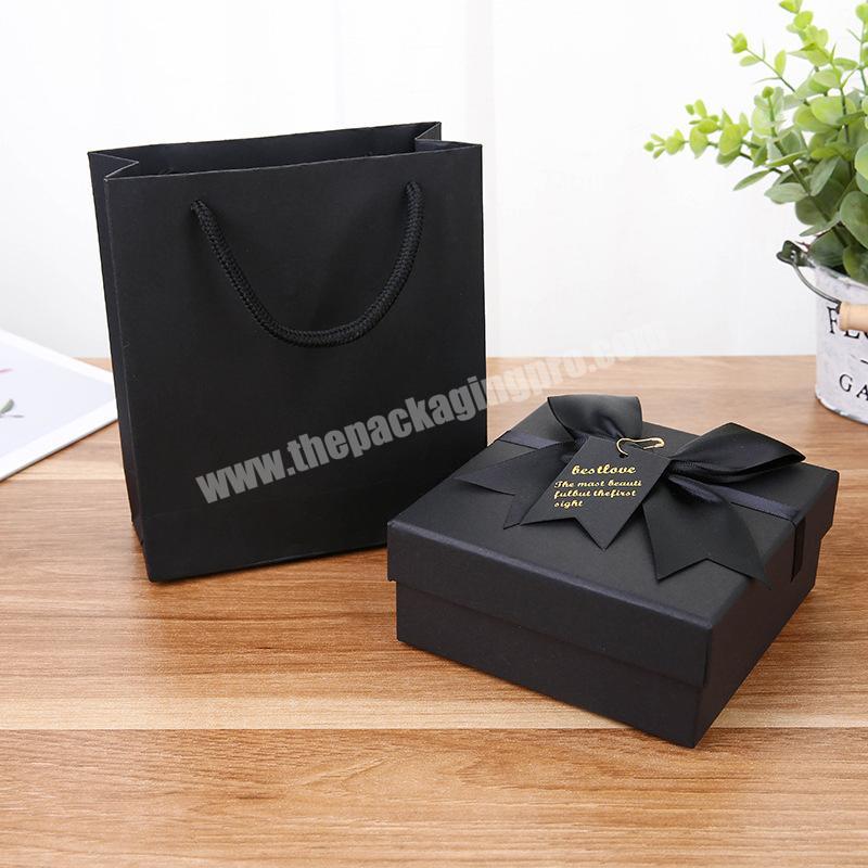 Customized Black Color Unique Removable Jewelry Necklace Set Paper Gift Packaging Box With Bag Set