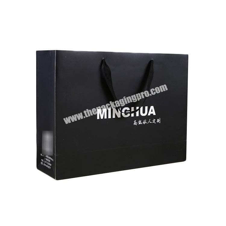 Customized Black Paper Shopping Clothes handbag with Cotton Rope