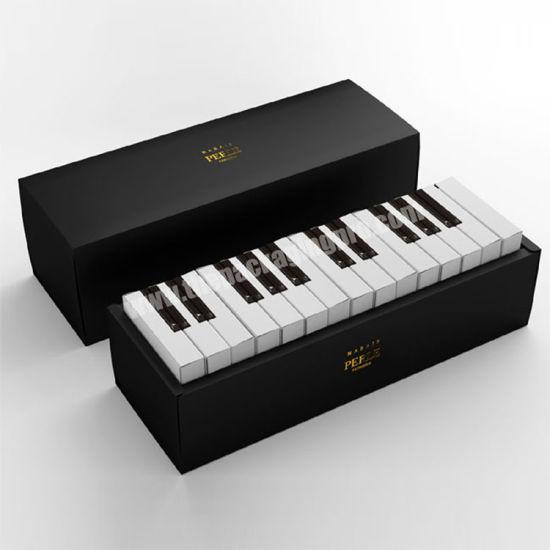 Customized Black Piano Shape Food Packaging Paper Box for Sweet Chocolate Backery with Lid