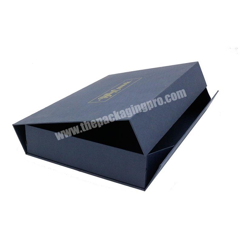 Customized book shape gift packaging box gold stamping folding square cloth packaging box with magnetic closure