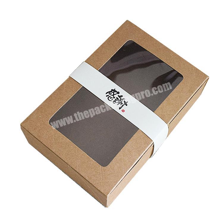 customized brown kraft transparent packaging gift box