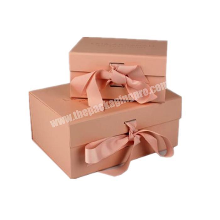Customized cardboard magnet folding box with ribbon