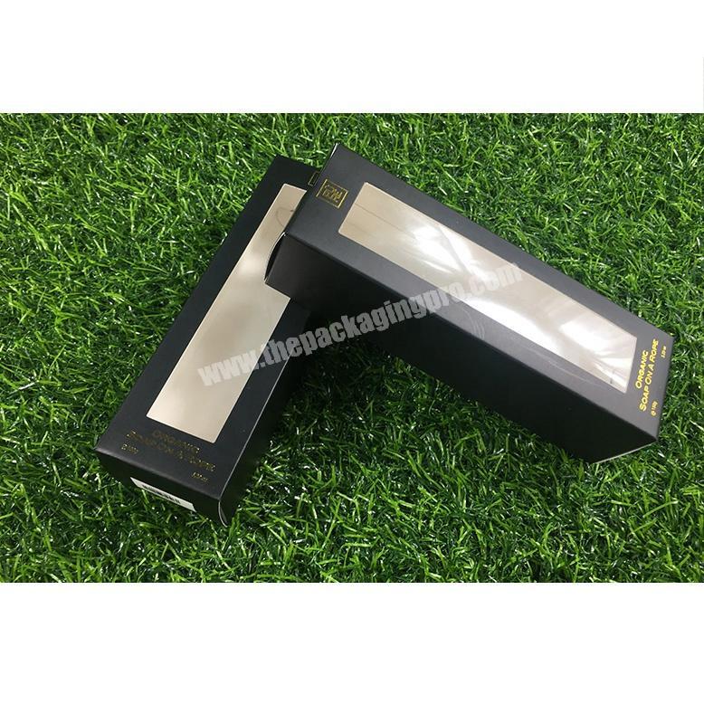 Customized clear PVC window lip balm box packaging, custom paper display mascara packaging box with window