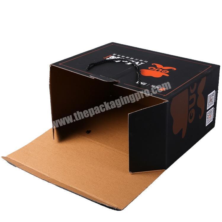 Customized corrugated carton packaging with portable rope packaging box full color printing gift packaging box foldable box