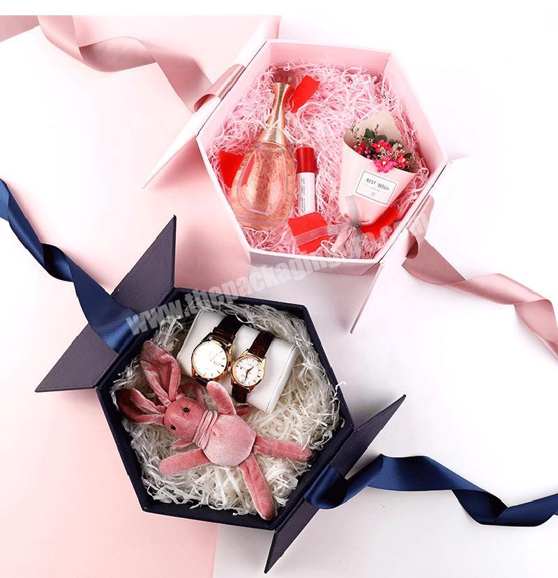 Customized Creative Hexagonal Cardboard Gift Packaging Box For Cosmetics